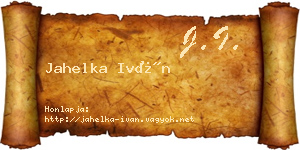 Jahelka Iván névjegykártya